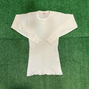 Vintage 70s Cream White Hanes Thermal Long Sleeve Size M